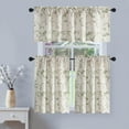 thumbnail image 2 of 3 Pieces Kitchen Curtains Set Vines Embroidered Tiers and Valances Rod Pocket Curtain Panels for Farmhouse 52x18 & 30x36, Grass Green, 2 of 6