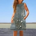 thumbnail image 6 of TGSLY Girls Summer Princess Dresses Cute Flower Printed Sleeveless Suspender Flared Skater Dress Loose Flowy Swing Beach Vacation Sundress with Pockets Multicolor#35 9 Years, 6 of 9