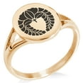 thumbnail image 1 of Stainless Steel Naito Samurai Crest Minimalist Oval Top Polished Statement Signet Ring, 1 of 1