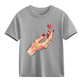 thumbnail image 2 of Piuwrlz Short Shirts Sleeve Kids Girls Graphic T-Shirts Cotton Pullover Gray Size 4 Years, 2 of 10