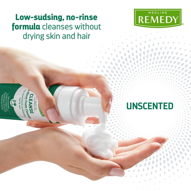Medline Remedy Clinical No-Rinse Foam Cleanser, Unscented, 4oz