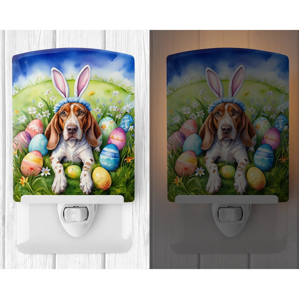English Coonhound Easter Egg Hunt Ceramic Night Light 4 in x 6 in