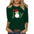 thumbnail image 2 of Gamivast Christmas Tunic Tops for Women Dressy 3/4 Length Sleeve Letter Graphic T Shirts Funny Xmas Snowman Crew Neck Holiday Blouses Winter Trendy Party Pullover 2025, 2 of 5