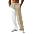 thumbnail image 2 of Pantalones largos para hombre, moda informal, lisos, cintura elástica con bolsillos, pantalones deportivos para hombre, 2 of 6