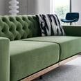 thumbnail image 5 of Velvet Sofa Couch, 3-Seat Tufted Sofa Upholstered Loveseat Sofa Couch with Metal Legs & Square Arm, Modern Sofa Bed for Small Living Room Lounge Apartment Office, 84.65”Lx33.46”Wx29.92”H, Turquoise, 5 of 6