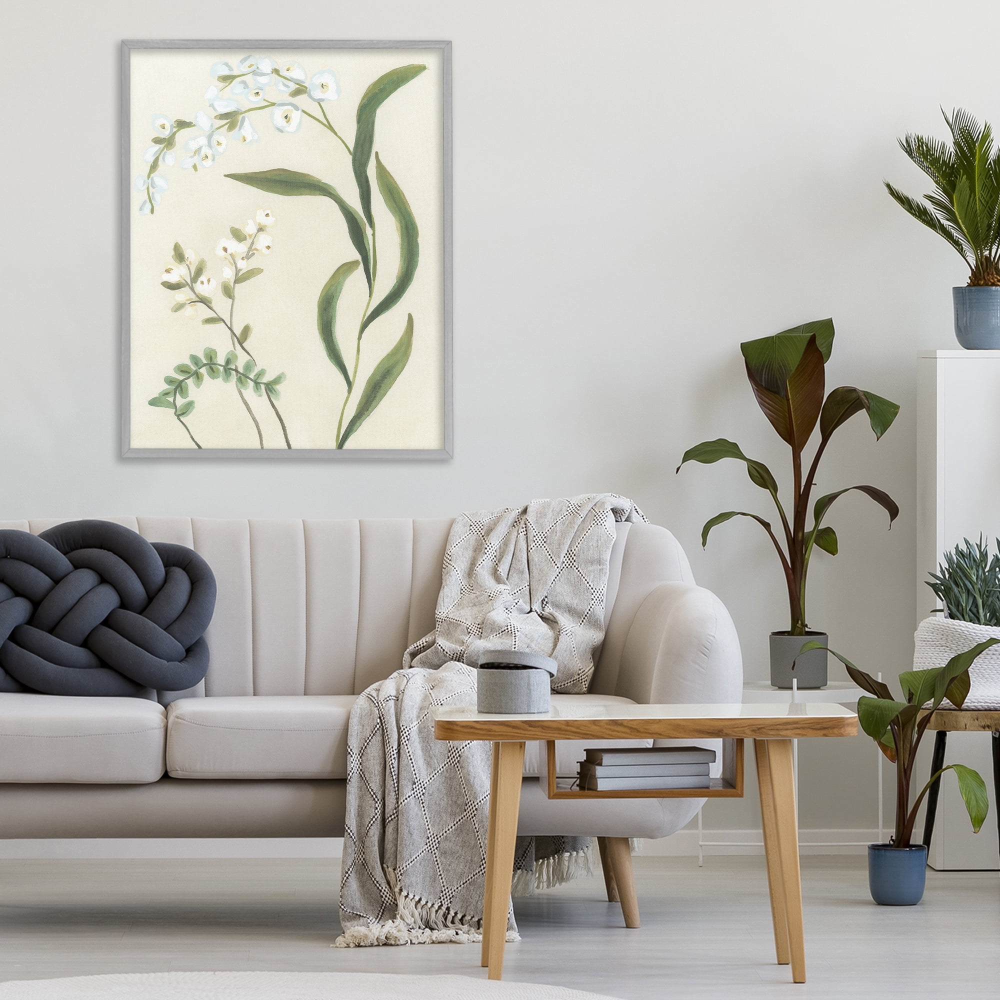Stupell Industries Neutral Snowdrop Stems Gray Framed Giclee Art, design by June Erica Vess