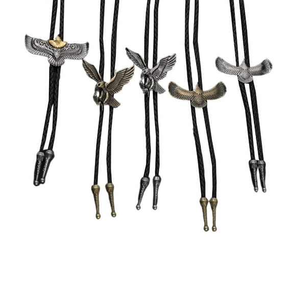 CIYISON 5Pcs Western Bolo Tie Necktie Necklace with Metal Flying Eagle Cowboy Pendant