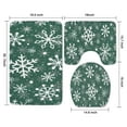 thumbnail image 3 of Green Christmas Snowflake Pattern Bathroom Rugs Sets 3 Piece,Toilet Cover Set,Absorbent Non Slip Bathroom Mats Sets with U-Shaped Contour Rug Toilet Rug Set, 3 of 5