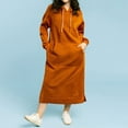 thumbnail image 2 of DHFJKG Women's Loose Fit Hooded Sweatshirt Dress Plus Size Solid Color Casual Fashion Dresses With Large Pocket And Drawstring Long Sleeve For Autumn Winter Relaxed Fit Pullover, 2 of 6