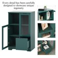 thumbnail image 2 of Hearthora Modern Green MDF Painted Storage Cabinet with Glass Doors and Drawer, Adjustable Shelves for Living Room, Bedroom, Office, 2 of 7