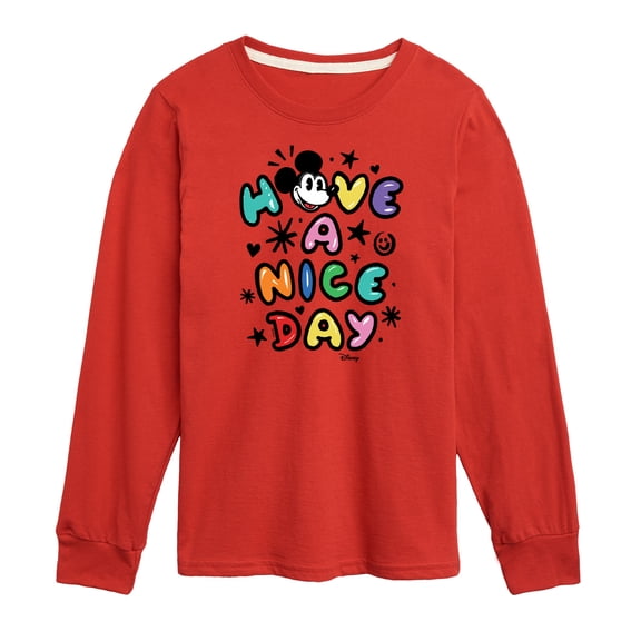 Disney - Mickey Mouse - Have A Nice Day - Youth Long Sleeve Graphic T-Shirt