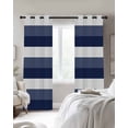 thumbnail image 3 of Navy Blue White Striped Blackout Curtains 90 Inches Long for Bedroom, Farmhouse Stripes Thermal Insulated Room Darkening Black Out Window Curtain Panels Grommet Drapes for Living Room, 3 of 8
