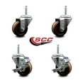 thumbnail image 2 of 3 Inch High Temp Phenolic 5/8 Inch Threaded Stem Caster Set 2 Brakes SCC, 2 of 2