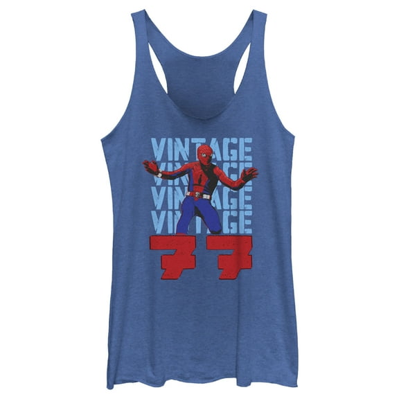 Women's Spider-Man: Beyond Amazing Vintage 77 Racerback Tank Top Royal Blue Heather X Large