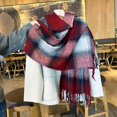 thumbnail image 2 of Yuanlong Winter Scarves Unisex Gradient Plaid Pattern Thick Shawls Wraps With Tassels Warm Soft Neckwear Ladies Scarfs, 2 of 3