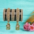 thumbnail image 4 of Bridal Bangle Set for Women | Lightweight Traditional Indian Jewelry | Black Ethnic Bangles Size 2.10 Extra Large for Weddings & Festivals, 4 of 5