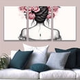 thumbnail image 2 of 3pcs Frameless Canvas Wall Art - Floral Woman Silhouette with Pink Roses, Spray-Painted Vertical Art Deco Decor for Living Room, Office, Kitchen, Bar - Unique Birthday & Holiday Gift Idea, Office Ar, 2 of 4