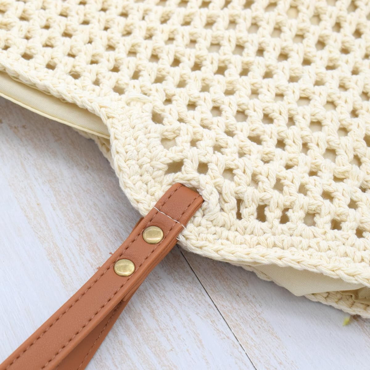 CAILDANL Boho Crochet Summer Handbag Handmade Cotton Rope Knit Shoulder Bags for Women Bohemia Tote for Travel