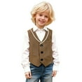 thumbnail image 2 of RUTAYY Teen Boys Vest Tuxedo Solid Color Sleeveless Elegant Suit Piano Speech Soft Comfortable Leisure Trendy Tank Tops, 2 of 6