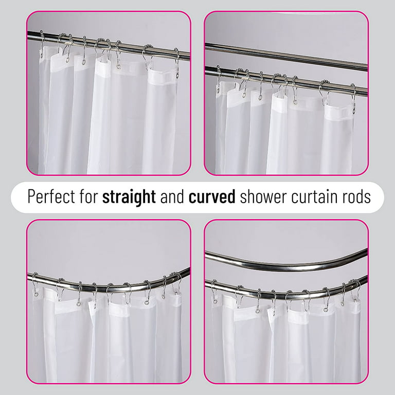 Slick- Shower Curtain Rings, 12 Pack Silver Shower Curtain Hooks Metal  Shower Hooks Shower Curtain 