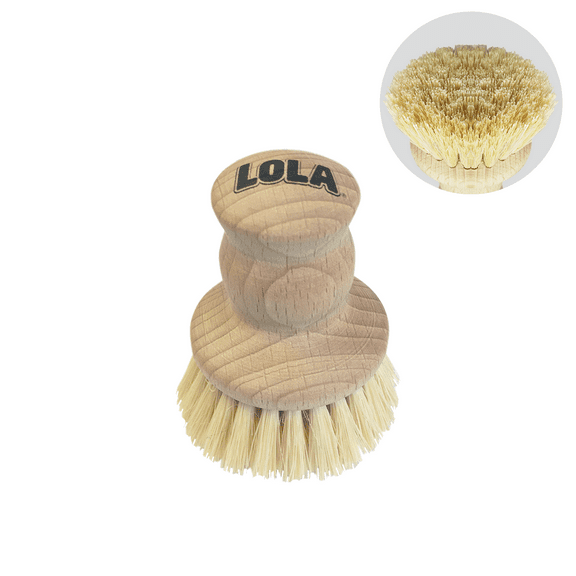 LOLA "The Original" Dishwashing & Vegetable Brush W/ Wood Handle, Eco-Friendly - 1 CT