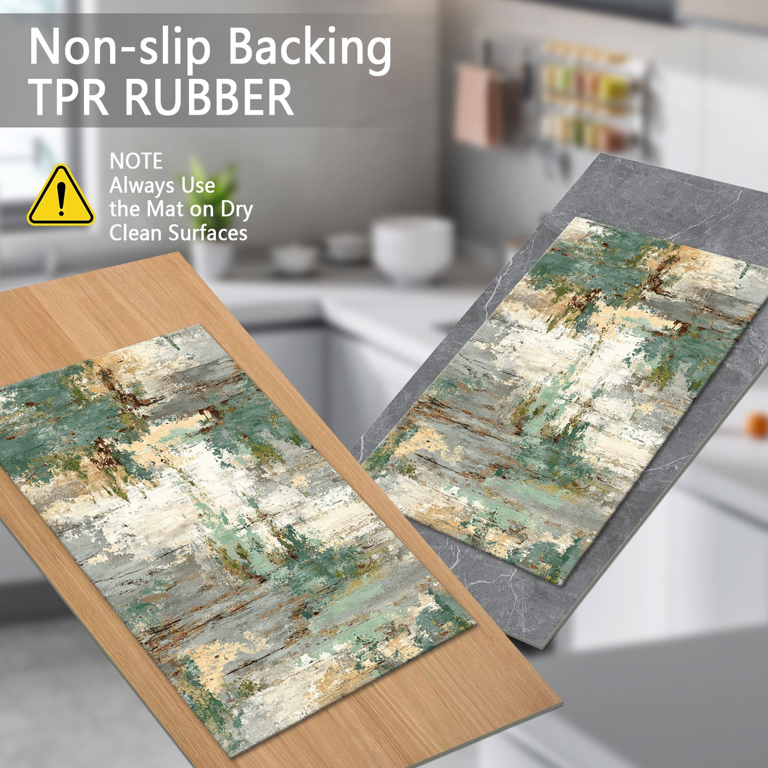3-Piece Farmhouse Kitchen Rug Set, Washable Anti Slip Striped Floor Mats in 3 Sizes, Stain Resistant Decor Rugs for Kitchen Hallway Bathroom Home Christmas Decor