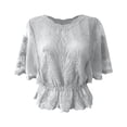 thumbnail image 4 of DHFJKG Boho Tops For Women Summer Lace Shirt Loose Fit Elastic Waist Top 3/4 Sleeve Loose Fit Bohemian Beach Cover Up T Shirts, 4 of 4