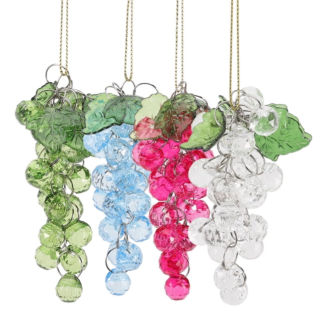 MasteelfCA 4 Pcs Perles de Raisin en Acrylique Faites à la Main, Ornement de Raisins en Grappe de Noël