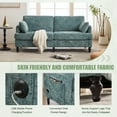 thumbnail image 3 of 68" Wide Mid-Century Modern Loveseat Sofa Couch with Wood Legs & Storage Bag, 2 Seater Sofa Couches with LED Light, USB Charging Port, for Living Room, Dorm, Bedroom, Apartment, Lake Blue, 3 of 9