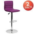 thumbnail image 3 of BizChair 2 Pack Modern Purple Vinyl Adjustable Bar Stool with Back, Counter Height Swivel Stool with Chrome Pedestal Base, 3 of 14