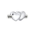 thumbnail image 2 of Bling Jewelry Womens Valentine Heart Shape Two Hearts As One Charm Bead Sterling Silver, 2 of 4