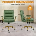 thumbnail image 4 of Klasika Modern Faux Leather Lumbar Support Indoor Office Easy to Assemble Desk Chair, Green, 4 of 10