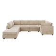 thumbnail image 3 of Ovios Oversized Modular Sectional Sofa Couch 130.7 Inch 7 Seater U Shaped Sofa with Ottoman Modern Deep Seat Cloud Corduroy Couches for Living Room,Office, Beige, 3 of 9