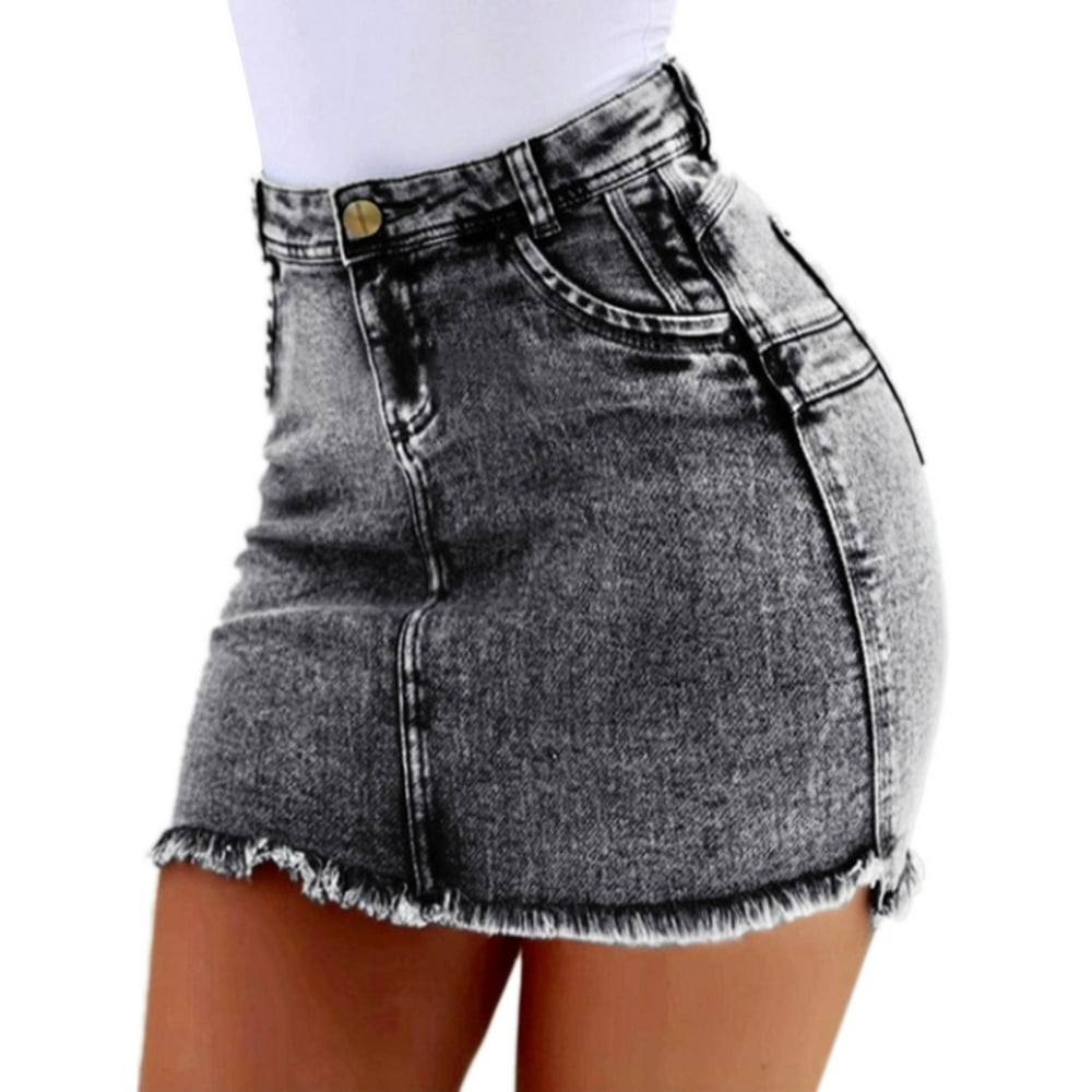 Sexy Dance - Women Casual Mid Waisted Washed Frayed Pocket Denim Jean ...
