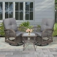 MEETWARM 3 Pieces Outdoor Wicker Swivel Rocker Patio Set, Rocking