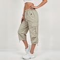 thumbnail image 6 of Resicozy Womens Capris with Pockets Loose Fit Casual Capri Pants Dressy Lightweight Ladies Baggy Cargo Pants for Hiking Khaki L, 6 of 7