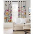 thumbnail image 2 of Watercolor Flowers Blackout Curtains for Bedroom Living Room Darkening Curtains 63 Inches Long Country Colorful Floral Bird Butterfly Window Curtain 2 Panels Set Window Treatment Drapes 42"x63", 2 of 9