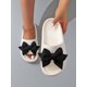 thumbnail image 1 of Bow Decor Single Band Slides, White Preppy College Style Bowknot Solid Color Slippers, 1 of 4