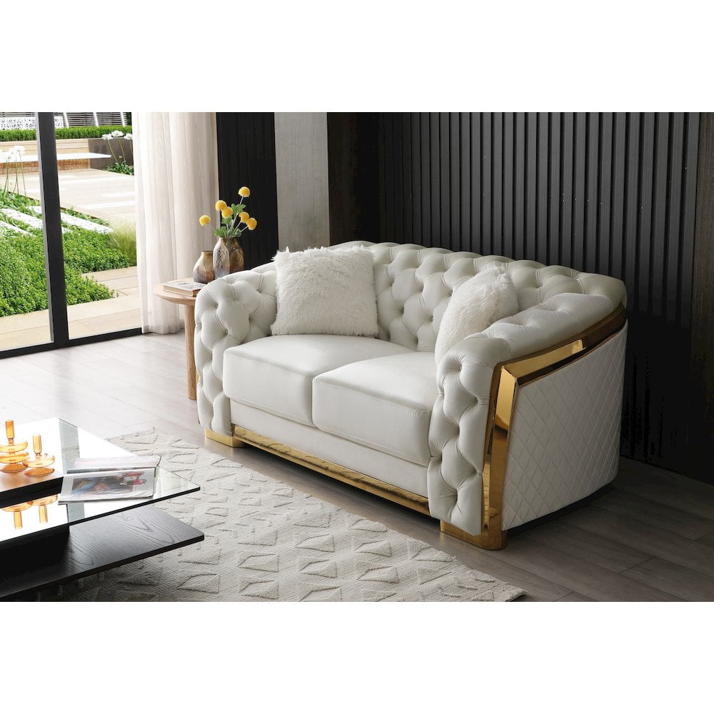 Glory Furniture Lexi Loveseat in Ivory Color