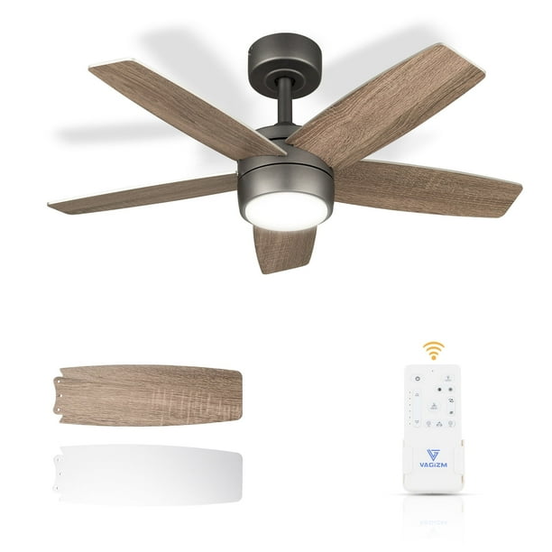 Ventilador de Techo con Control Remoto de Luz: Ventiladores de Techo Pequeños de 36 Pulgadas para Dormitorio de Niños, Habitación Pequeña, Luz Regulable con Motor CC Silencioso Reversible con 6 Velocidades (Bronce+Nogal)