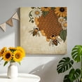 thumbnail image 3 of Vintage Daisy Bees Canvas Wall Art for Living Room, Yellow Sunflower Honey Green Leaf Poster Print Painting for Bedroom Office Home Decoration Wall Pictures Prepare To Hang 10"x10", 3 of 9