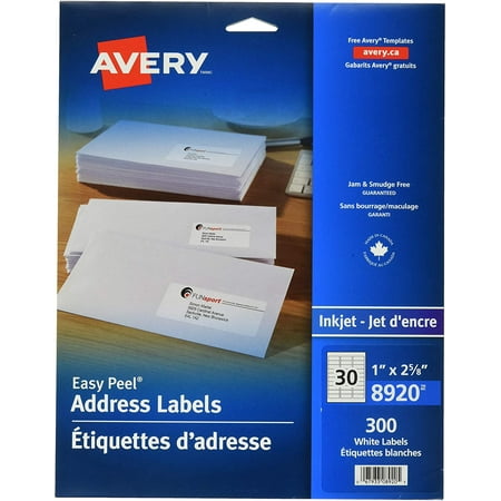Avery Address Labels with Easy Peel for Inkjet Printers, 1