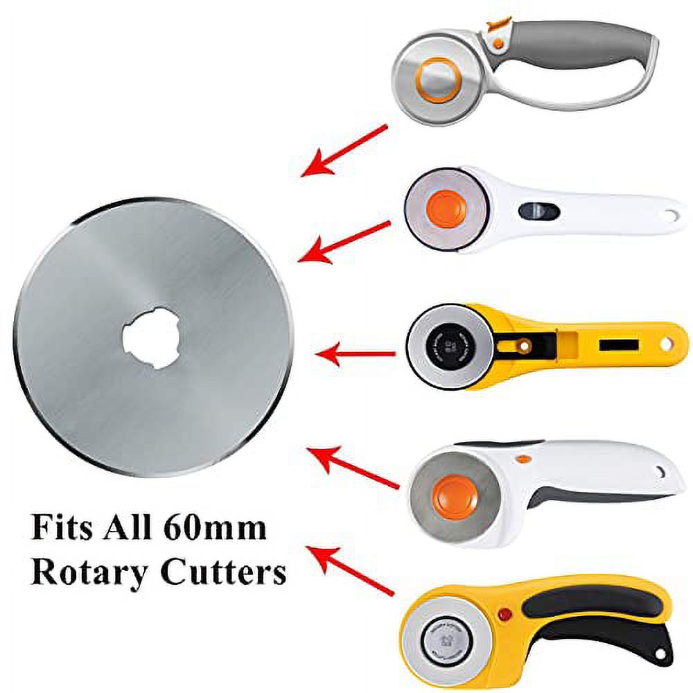 HEADLEY TOOLS 60mm Rotary Cutter Blades 6 Pack Fits Olfa, Fiskars,  Replacement Rotary Blade for Arts Crafts Quilting Scrapbooking Sewing,  Sharp and Durable 