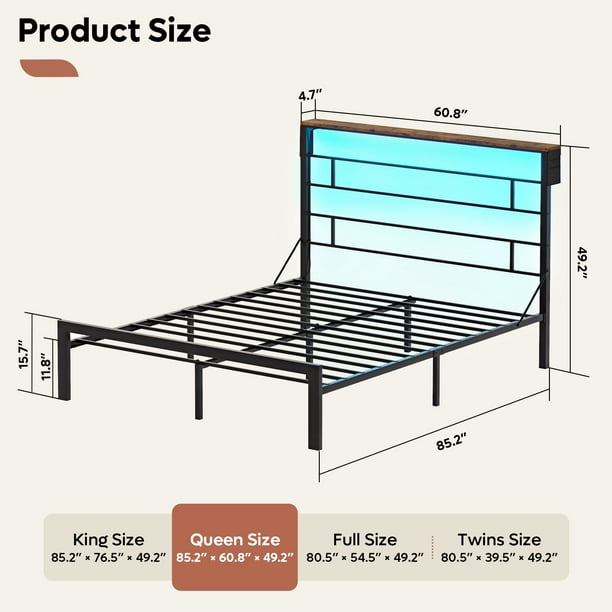 badmamajamaページ Bestier Queen Size Bed Frame with 49.2 High LED Storage