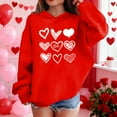 thumbnail image 4 of Kids Valentine Hoodies Long Sleeve Festival Print Pullover Tops Casual Loose Holiday Hooded Sweatshirts (7 Years, Red-G), 4 of 8