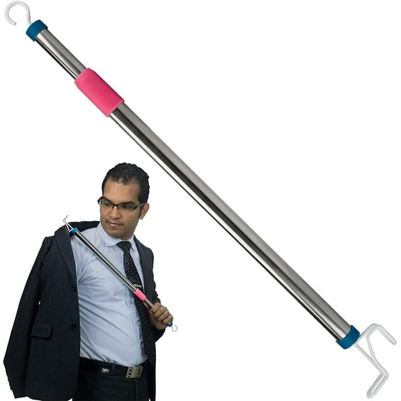 MEDca Dressing Stick Fully Adjustable for Long Lengths, Home Health Aids - Silver