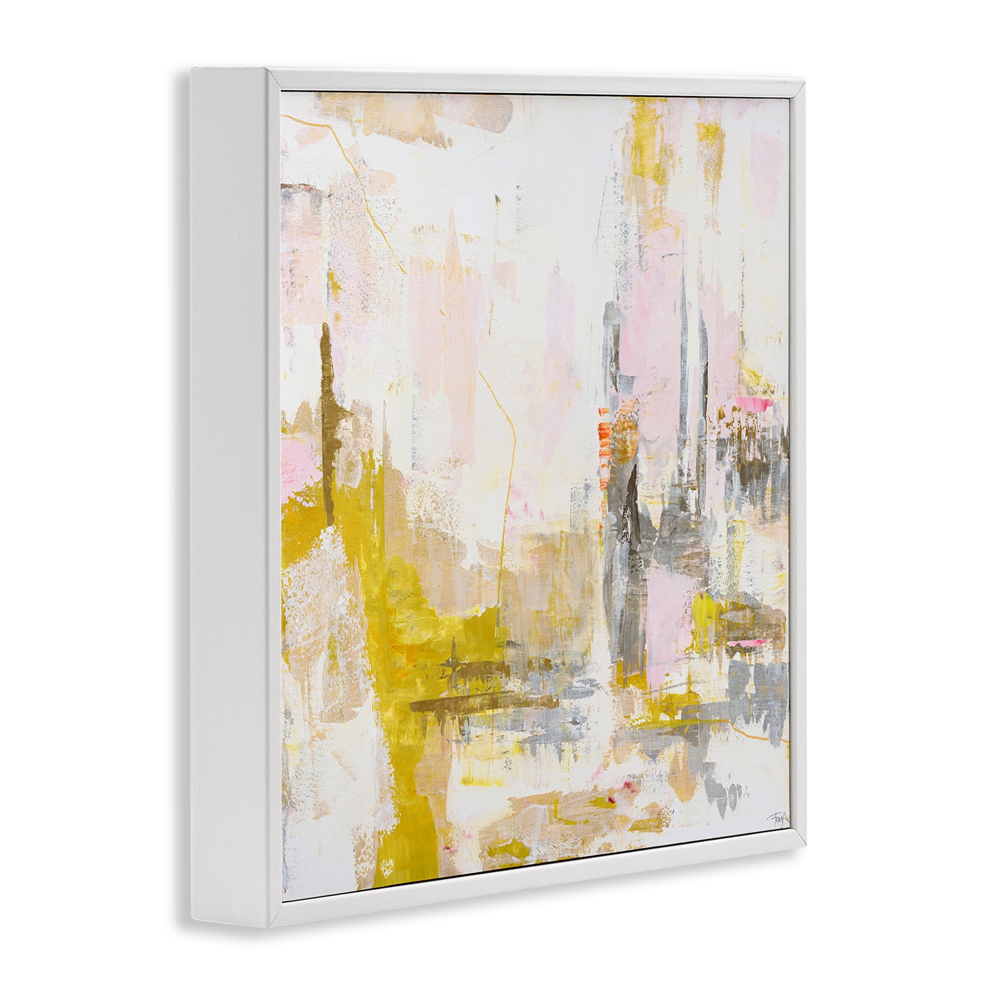 Stupell Industries New Age Yellow Abstract White Framed Giclee Art, design by Design Fabrikken