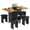 Brown, variant on MOOSENG Folding Dining Table Set for 4, Dinner Table with 4 Leather Chairs and Shelves, Space Saving Foldable Dining Table with 6 Wheels, Kitchen Table Set for Small Spaces