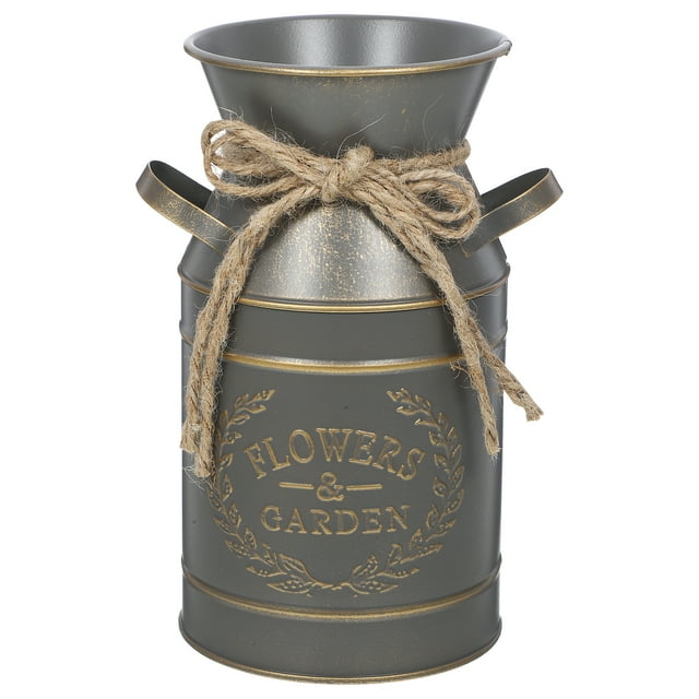 Plantilla de cubo de flores de estilo vintage jarra de flores de planta cubierta de flores