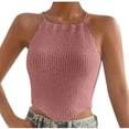 thumbnail image 1 of Timegard Débardeurs pour Femmes Col Licou Sans Manches Dos à Trou de Serrure Haut Couleur Unie Blouses de Mode, 1 of 5
